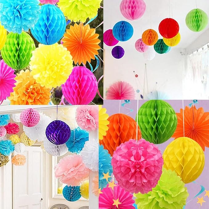 8pc Honeycomb Balls Party Decorations 6'' 8'' Tissue Paper Pom Poms Flower Balls Hanging Green Paper Honeycomb Balls for Party Baby Shower Birthday Wedding Nursery Wall Decor(6'' 8'' Green kit)