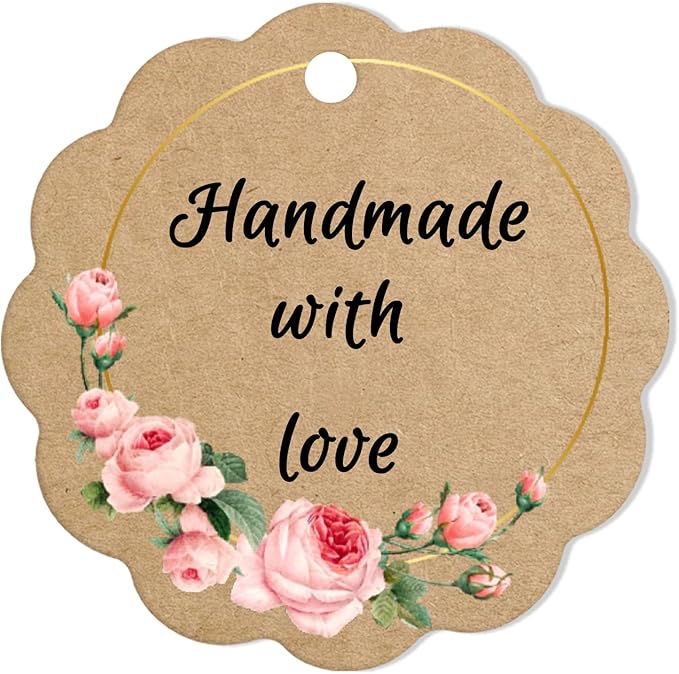 Custom Gift Tag, Personalized Favor Label, Kraft Wrapping Decoration, Wedding Supplies Birthday Party Craft, Thick Paper Hang Card with String (Flower Shape)