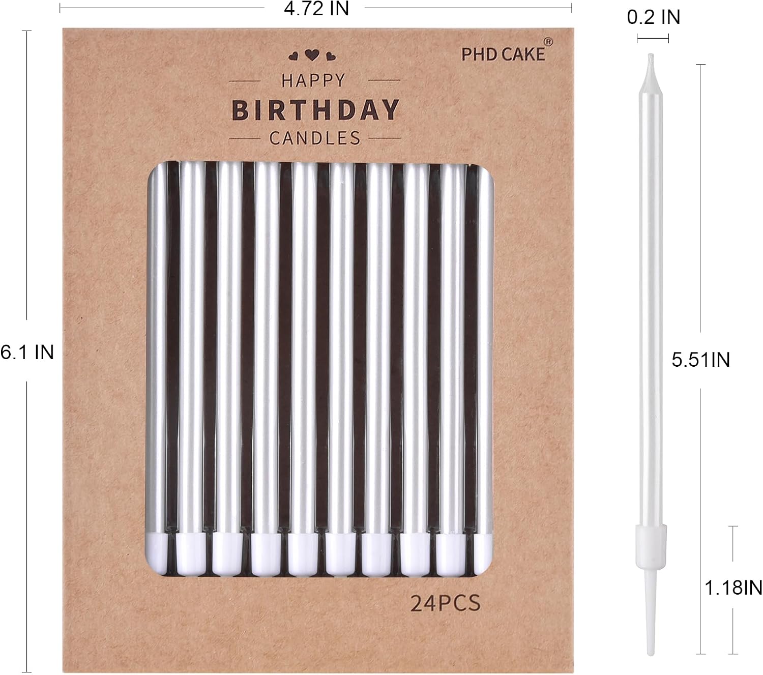 PHD CAKE Pearl White Long Thin Birthday Candles, Cake Candles, Birthday Parties, Wedding Decorations, Party Candles