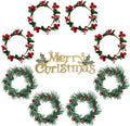 YBB 8Pcs Christmas Candle Rings, Small Artificial Red Berry Wreath Candle Holder Rings, Fits 3 Inch Pillars Candle Tapers for Rustic Wedding Centerpiece Christmas Table Decoration