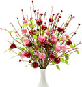 Yawwind 12 PCs Valentine Table Centerpieces 17 Inches Valentines Picks Valentines Day Floral Stems Romantic Heart Flower Picks with Cherry for Gift Vase Table Centerpiece Wedding Indoor Decor