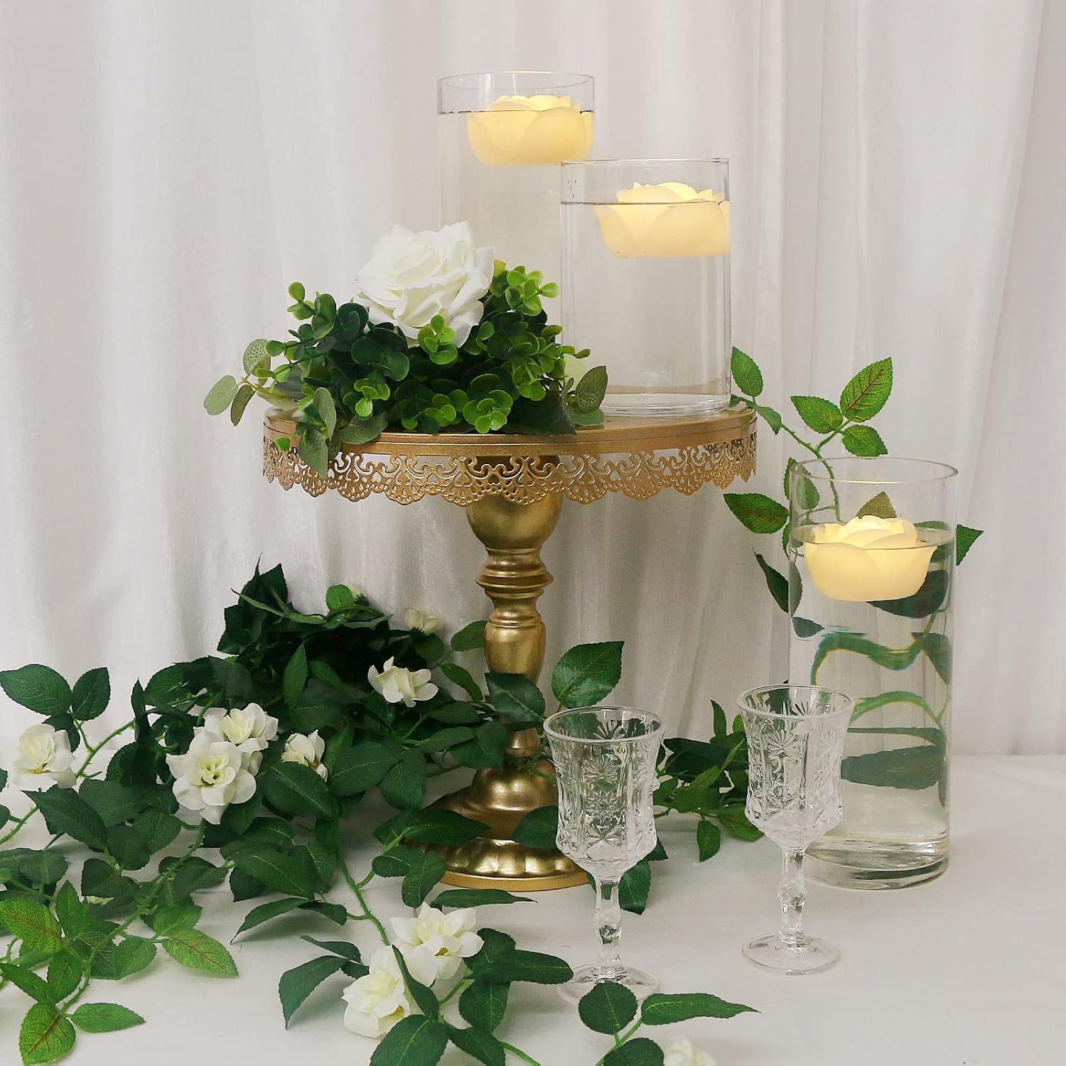LARDUX ARDUX Pack of 12 LED Floating Candles - Flameless Floating Rose Tea Lights Waterproof Flower Wax Candles Battery-Powered for Wedding Centerpieces Pool Party Decoration