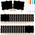 Swpeet 30Pcs Mini Chalkboards Signs with Liquid Chalk Markers and Easel Stand, Wavy Edge Message Board Signs for Weddings Place Cards, Birthday Parties, Table Numbers and Event Decorations