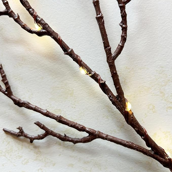 LITBLOOM Brown 6FT 120 LED Fairy Lights Plug in Willow Vine Garland for Indoor Outdoor Home Fireplace Wall Christmas Decoration