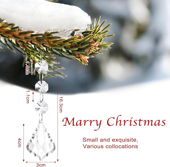 Nuenen 100 Pcs Hanging Crystals for Centerpieces Acrylic Chandelier Garland Beads Strands Prism Decorations Clear Teardrop Chandelier Crystals Pendant Wedding Home Garden Outdoor Ornaments(Maple Leaf)