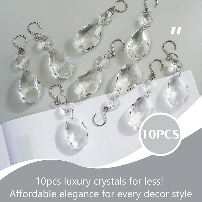 H&D HYALINE & DORA 3Inch Crystal Suncatcher Bauhinia Prisms Pendants 10Pcs Chandelier Crystals Replacement Hanging Sun Catcher Beads for DIY Arts Crafts Decor (Clear)