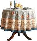 patdrea Designer French Linen Blue Round Table Cloth,Vintage Floral Tablecloth,Colorful Decoration Fall Table Cover Kitchen Dining for Tea Party,Thanksgiving,Christmas,Diameter 55"-Wensel