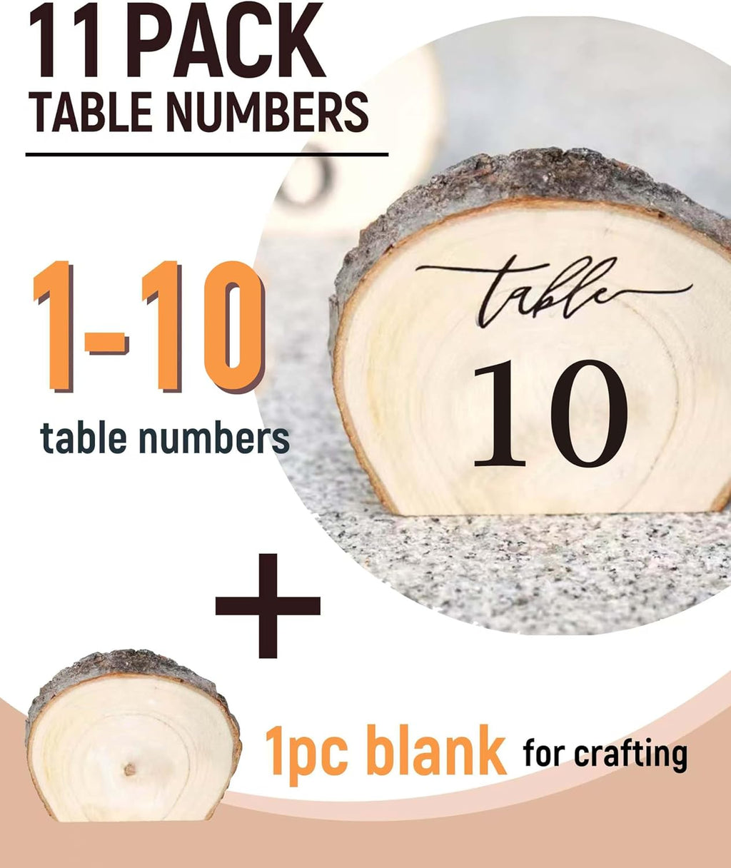 Wooden Table Numbers, 1-10 Wedding Table Numbers, Table Numbers 1-10 Perfect for Centerpiece, Wedding Reception, Decoration, Party, Anniversary
