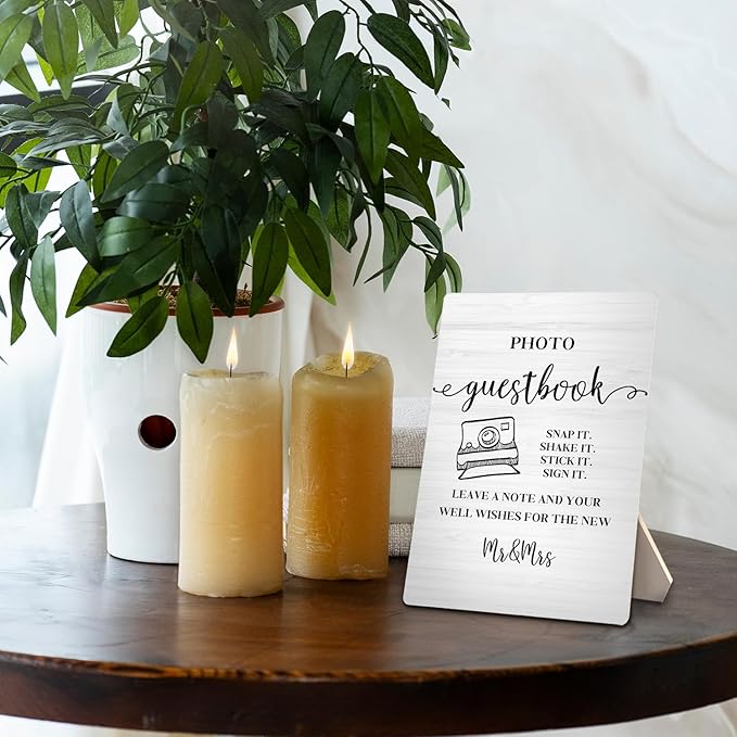 Photo Guest Book Sign Wooden Stand 5x7 Inch,Wedding Guest Book Sign,Guest Book Wedding Party Decor,Wedding Gifts For Mr And Mrs,Wedding Guest Book Desk Decor