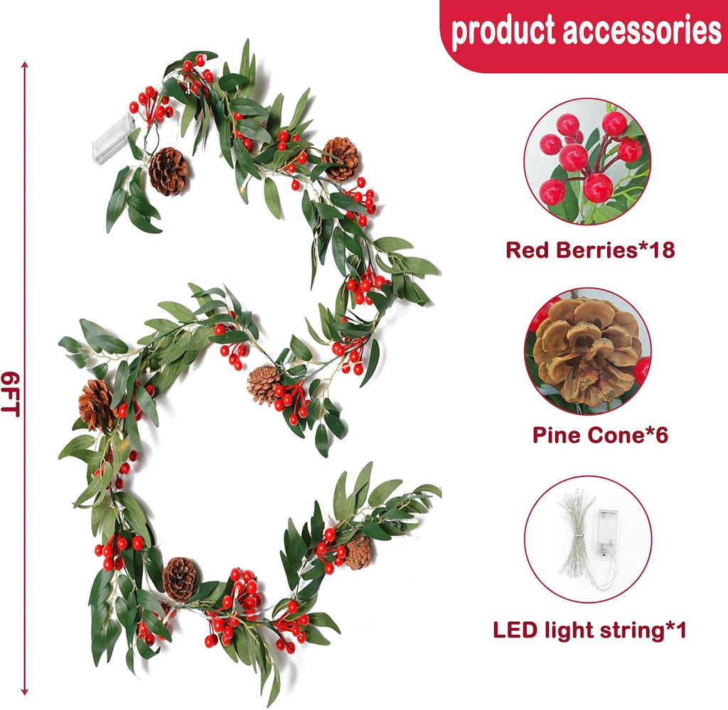 6ft pre-lit christmas garland with lights - artificial shown in use