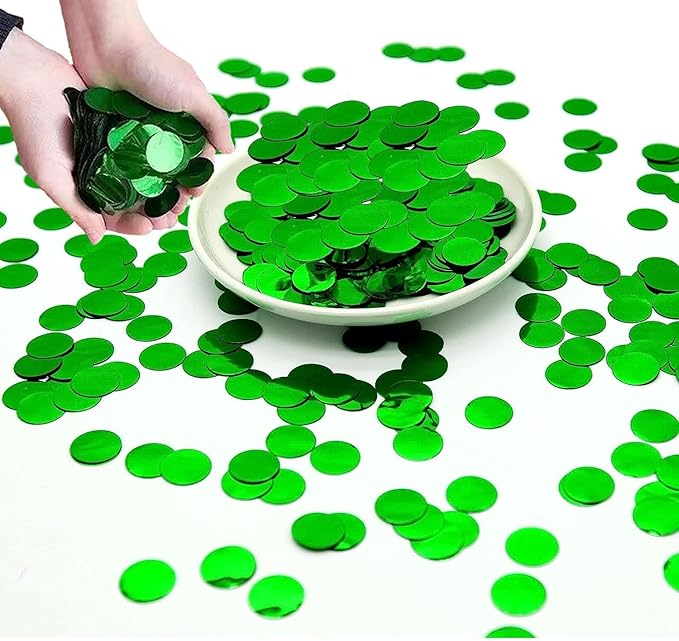 Green Round Foil Confetti Beautiful Metallic Table Confetti Glitter for Fill Balloons, St. Patrick's Day ，Wedding,Birthday, Party,Festival Decoration(8000PCS)