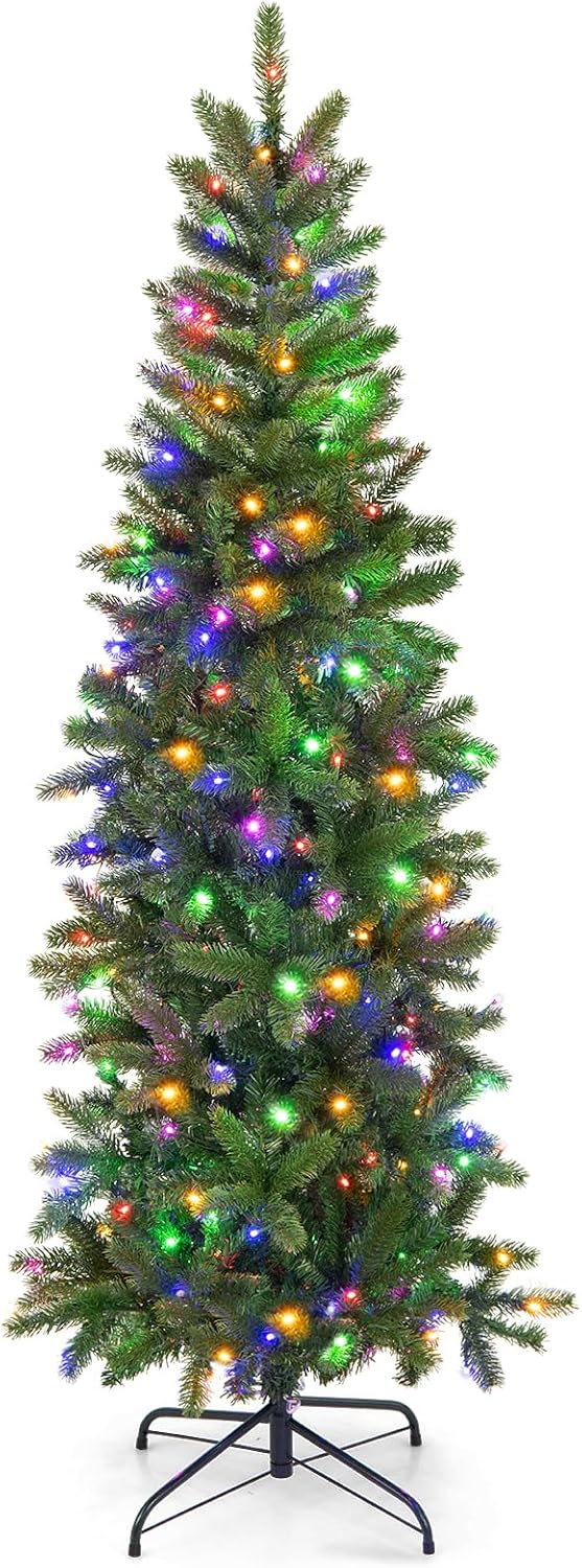 goplus 5ft pre-lit pencil christmas tree with 180, main product view
