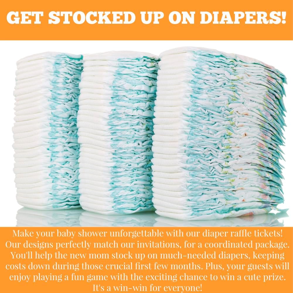 Amanda Creation Baby Under Construction Diaper Raffle Tickets for Baby Boy Showers, 20 2" X 3” Double Sided Insert Cards for Games, Bring a Pack of Diapers to Win Favors & Prizes!
