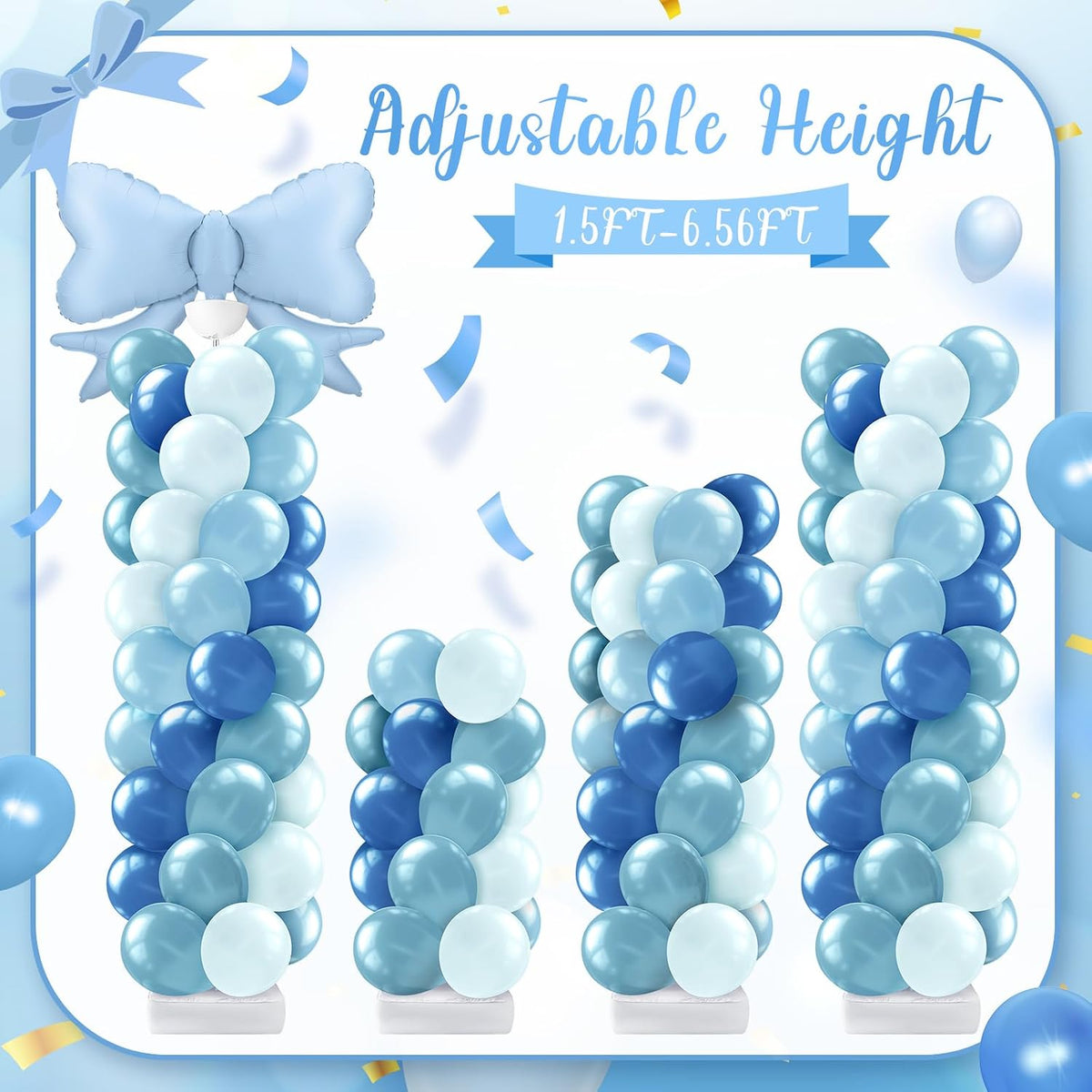 kasyat 2 sets dusty blue bow balloon column, side view