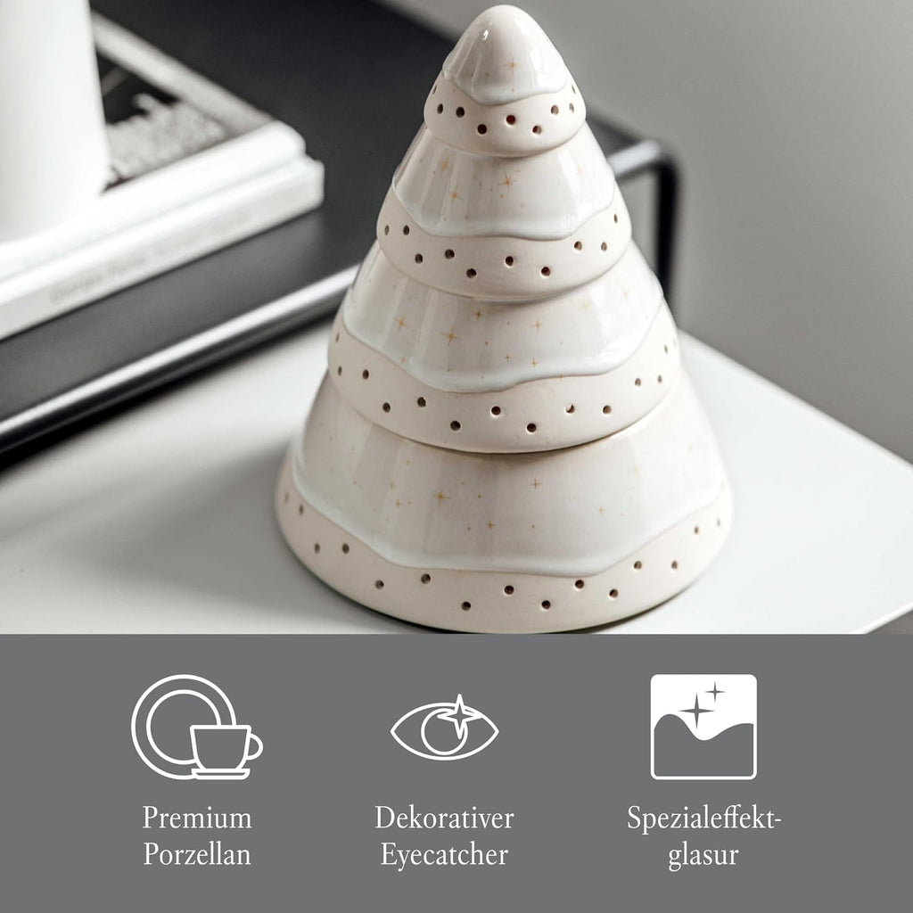like. by Villeroy & Boch - Winter Glow Candle Holder Tree Lantern, Premium Porcelain Christmas Decoration