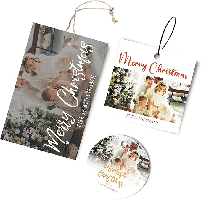 Custom Gift Tags - Personalized Hang Tags for Christmas Presents, Custom Christmas Tags