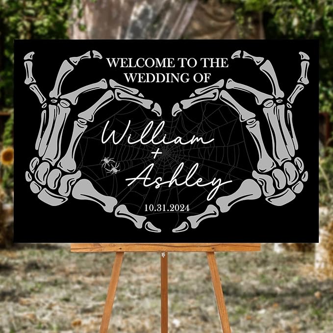 Welcome To Our Wedding Sign, Black Wedding Welcome Sign, Gothic Wedding, Wedding Sign Halloween Wedding, Skull Wedding Sign, Gothic Love Wedding Welcome, Gothic Wedding Welcome Sign