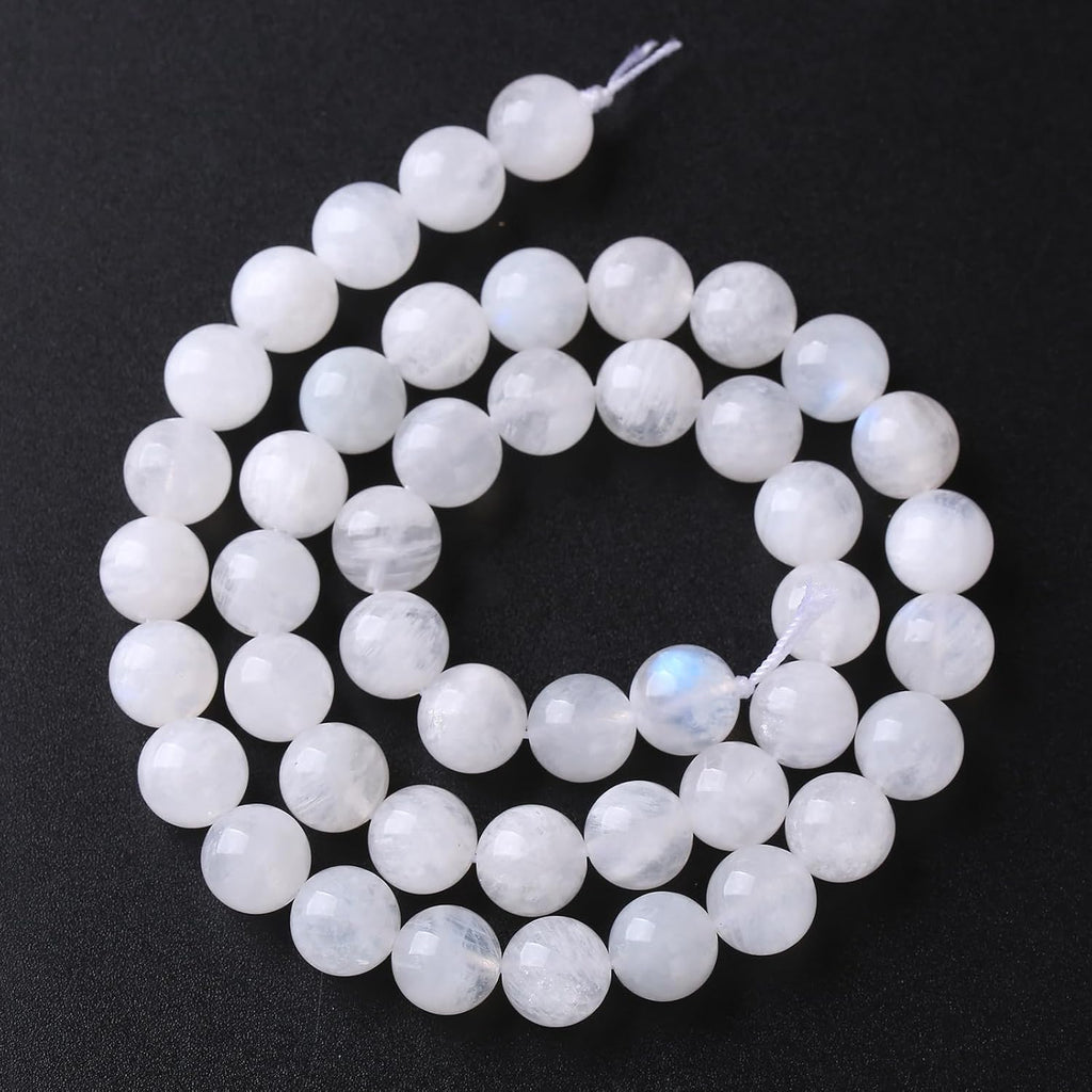 10mm natural stone white moonstone gemstone semi precious, close-up detail