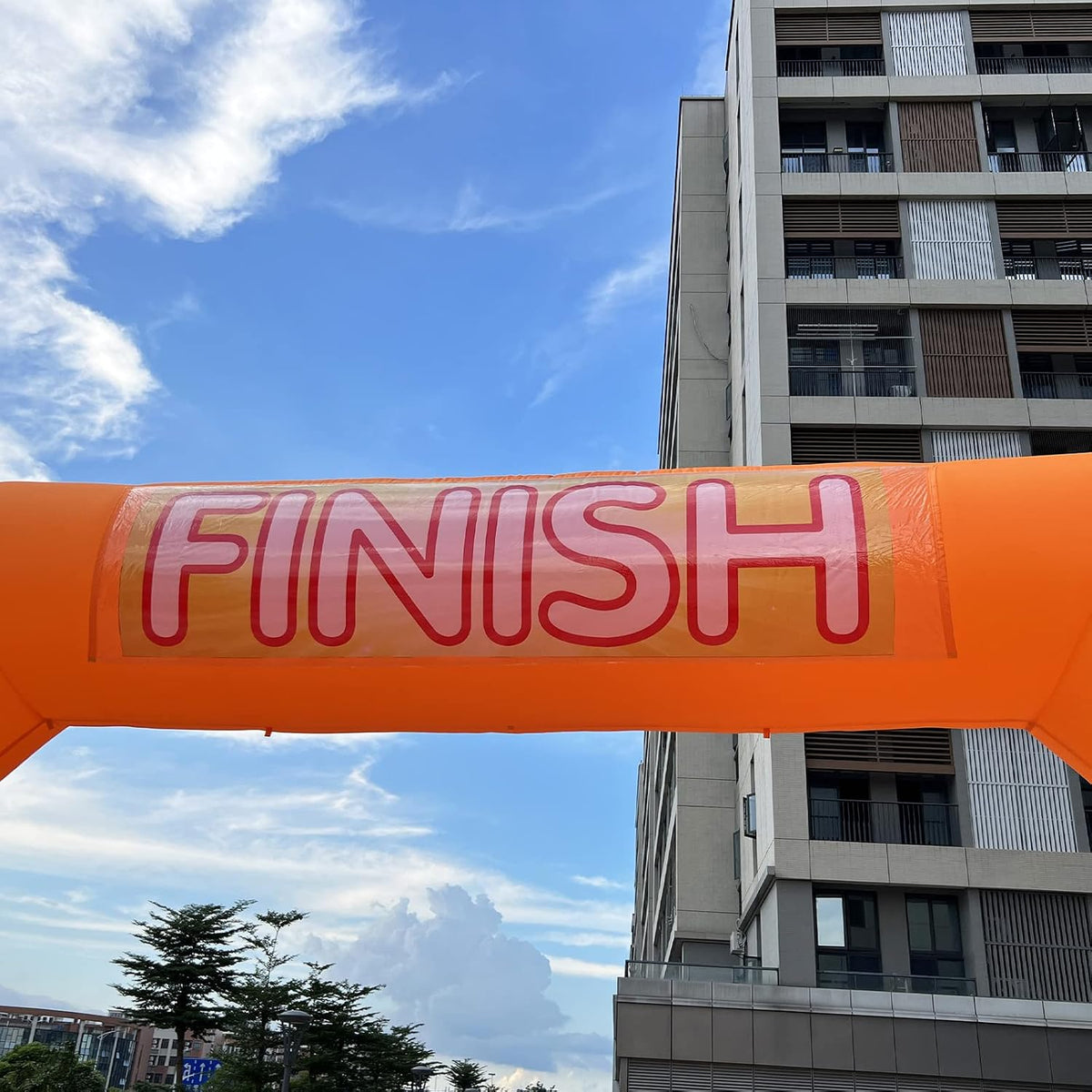 20ft start finish line inflatable arch orange with on a desk or shelf