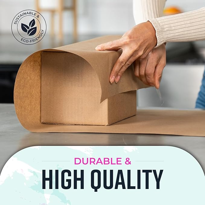 Bryco Goods Brown Kraft Paper Roll - 18" x 1200' (14,400") - Made in USA - Ideal for Gift Wrapping, Packing, Moving, Postal, Shipping, Parcel, Wall Art, Crafts, Bulletin Boards, Floor or Table Cover