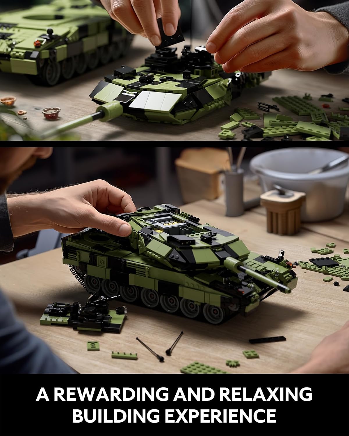 nifeliz leopard 2 a7 tank building set, military, close-up detail