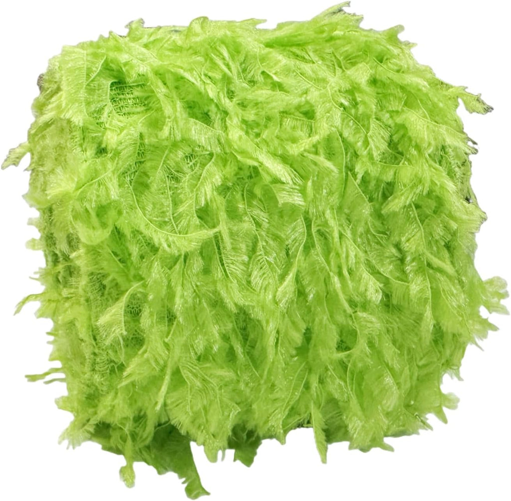 Meseey Festive Green Faux Fur Wired Ribbon Trim,10 Yards Ideal for Christmas Wreaths,Gift Wrapping & DIY Craft Decorations (Lime Green, 4 Inch)