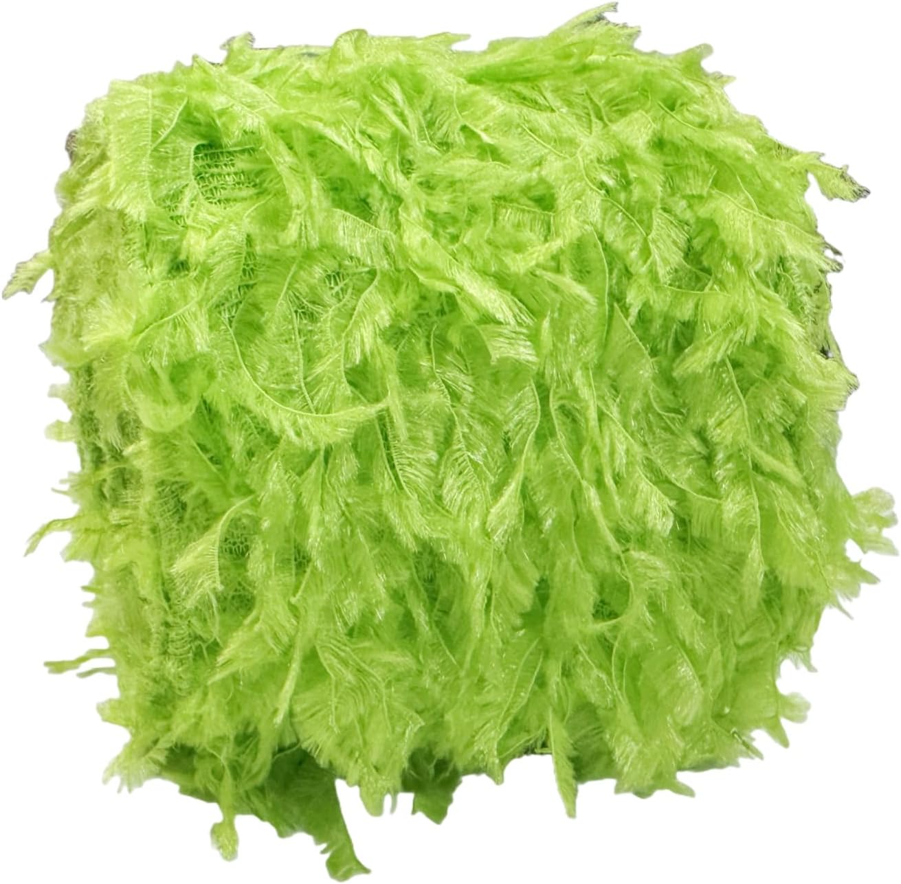 Meseey Festive Green Faux Fur Wired Ribbon Trim,10 Yards Ideal for Christmas Wreaths,Gift Wrapping & DIY Craft Decorations (Lime Green, 4 Inch)