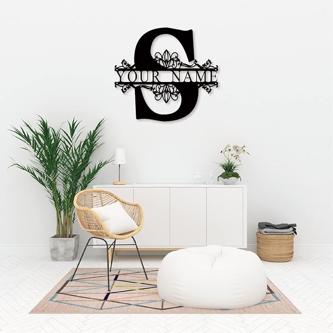 Personalized Metal Name Sign - Outdoor Name Sign - Last Name Signs - Custom Metal Monogram Sign - Metal Signs - Family Name Sign - Split Letter Metal Sign - Name Wall Decor - Monogram Gifts