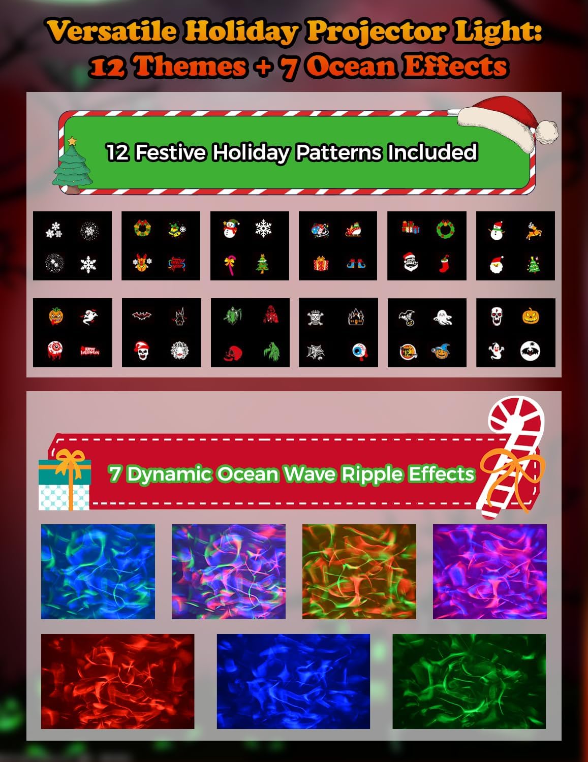 2025 upgrade no slides christmas projector lights outdoor, close-up detail