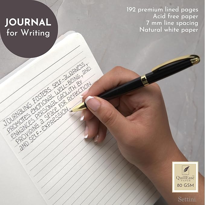 SETTINI Lined Journal, Ideal for Journaling - A5 Vegan Leather Notebook, 192 Archival-Quality Pages, QuillEase Bleed-Free Paper, Inner Pocket & Bookmark - Bride Gifts for Women, White Heart