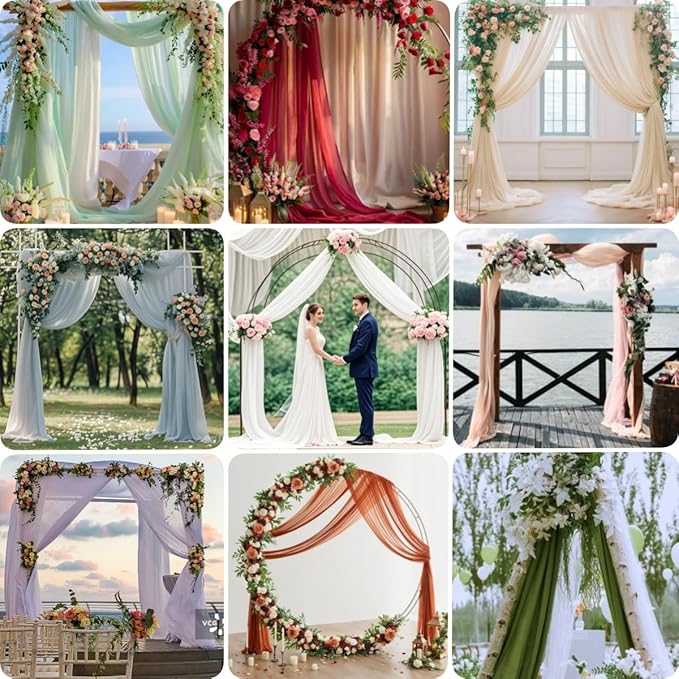 Fall Terracotta Wedding Arch Draping Fabric 1 Panel 29" × 20FT Sheer Drapes Outdoor Curtain for Wedding Ceremony Baby Bridal Shower Arch Ceiling Backdrop Decor