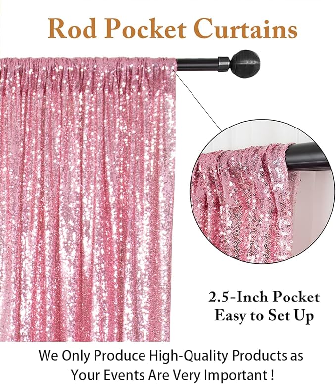 ShiDianYi Sequin Backdrop Fuchsia Pink 2 Panels 4FTx10FT Backdrop for Photograph Sequin Photo Backdrop for Birthday Sparkle Wedding Backdrop Glitter Backdrop Background