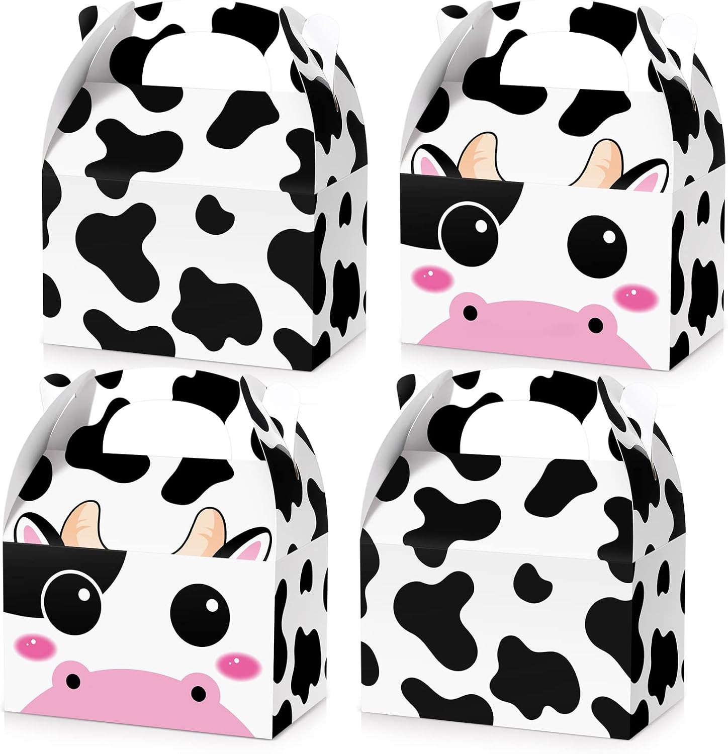 Sherr 12 Pack Cow Boxes for Party Favors Decorations Cow Treat Candy Goodie Candy Treat Boxes Reusable Print Gift Bags for Birthday Farm Animals Party Supplies