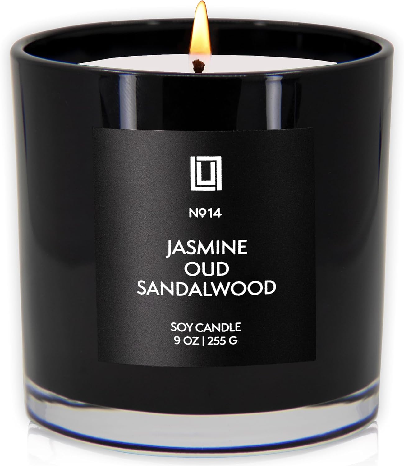 Lulu Candles | Jasmine, Oud & Sandalwood | Luxury Scented Soy Jar Candle | Hand Poured in The USA | Highly Scented & Long Lasting (9 Oz.)