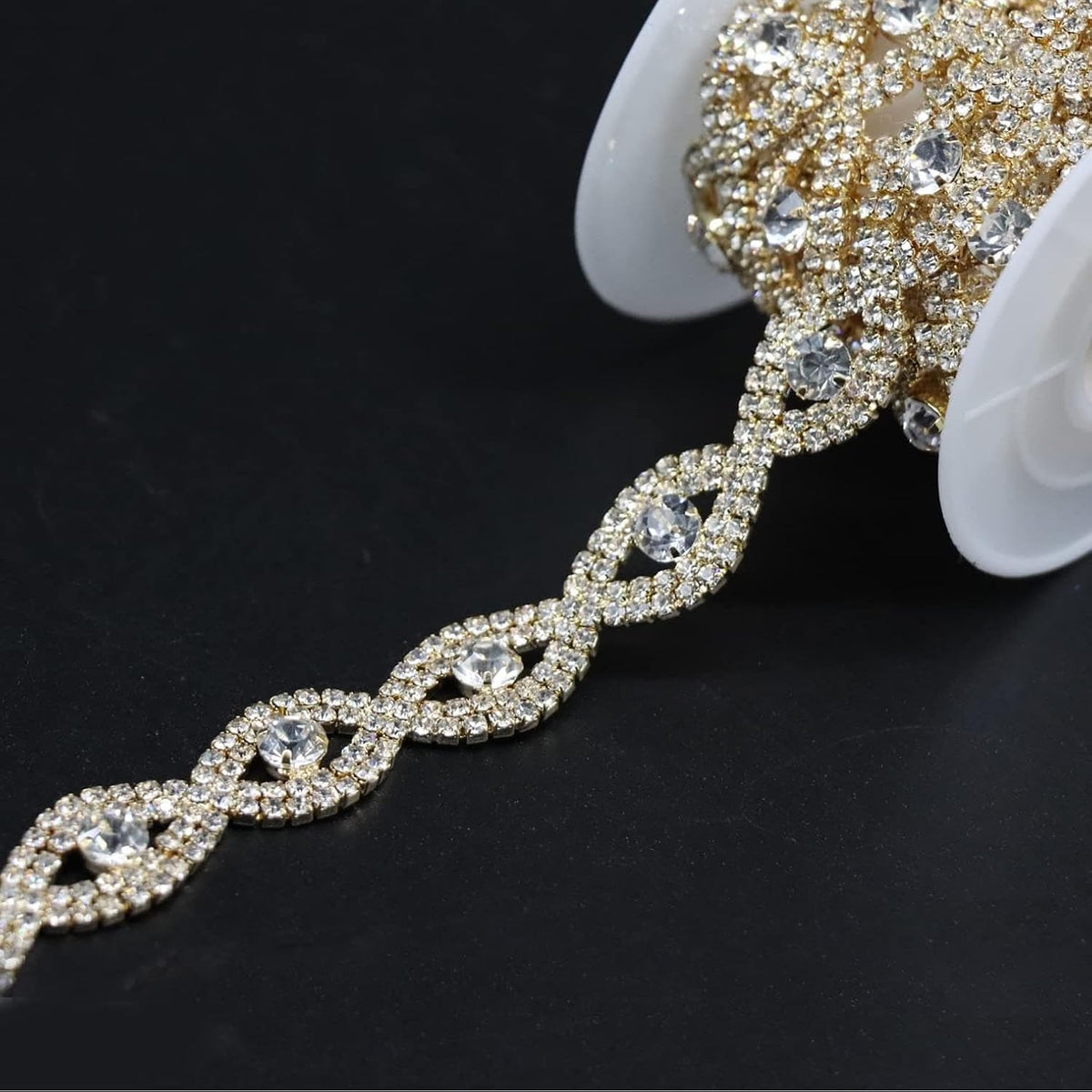jerler 2 yards crystal 2mm rhinestone trim close, main product view
