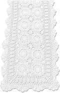 KEPSWET Cotton Handmade Crochet Lace Table Runner White Rectangle Coffee Table Dresser Decor (14x60 inch)