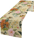 Brown Bird Floral Table Runner Spring Flower Kitchen Table Decoration Suitable for Family Dinner Decoration 13x70 Inch