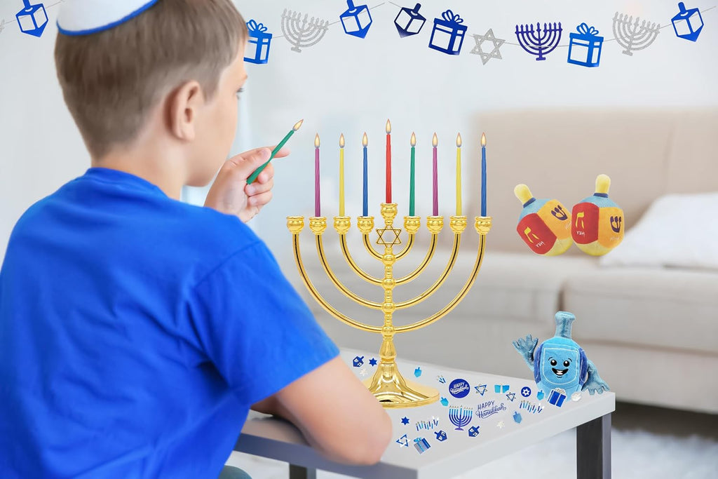 The Dreidel Company Menorah Candles Chanukah Candles 44 Colorful Hanukkah Candles for All 8 Nights of Chanukah Standard Size Fits Most Menorahs