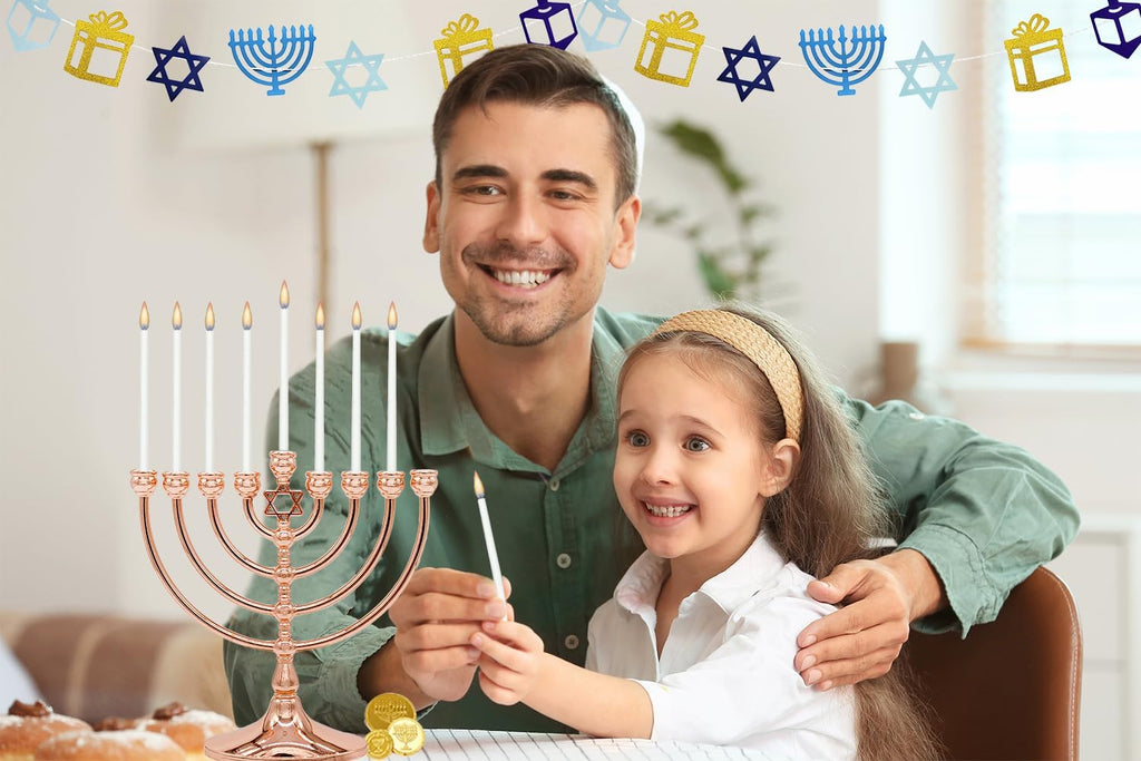 White Deluxe Tapered Hanukkah Menorah Candles for All 8 Nights of Chanukah, 45 Minute Burn Time