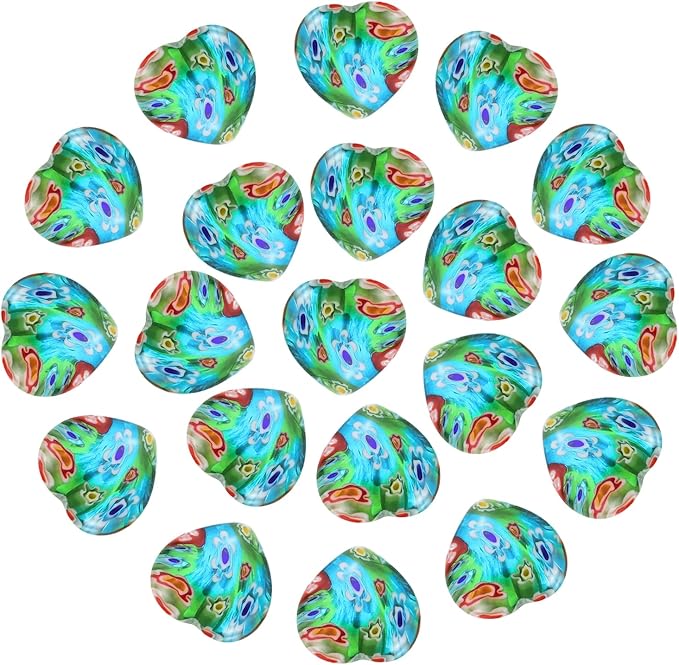 PATIKIL 20 Pcs Natural Heart Shaped Crystal Stone, 0.6 Inch Mini Polished Love Gemstone Crystal, Pocket Rock Engraved Worry Stones for Women Gifts Meditation, Rainbow Flower