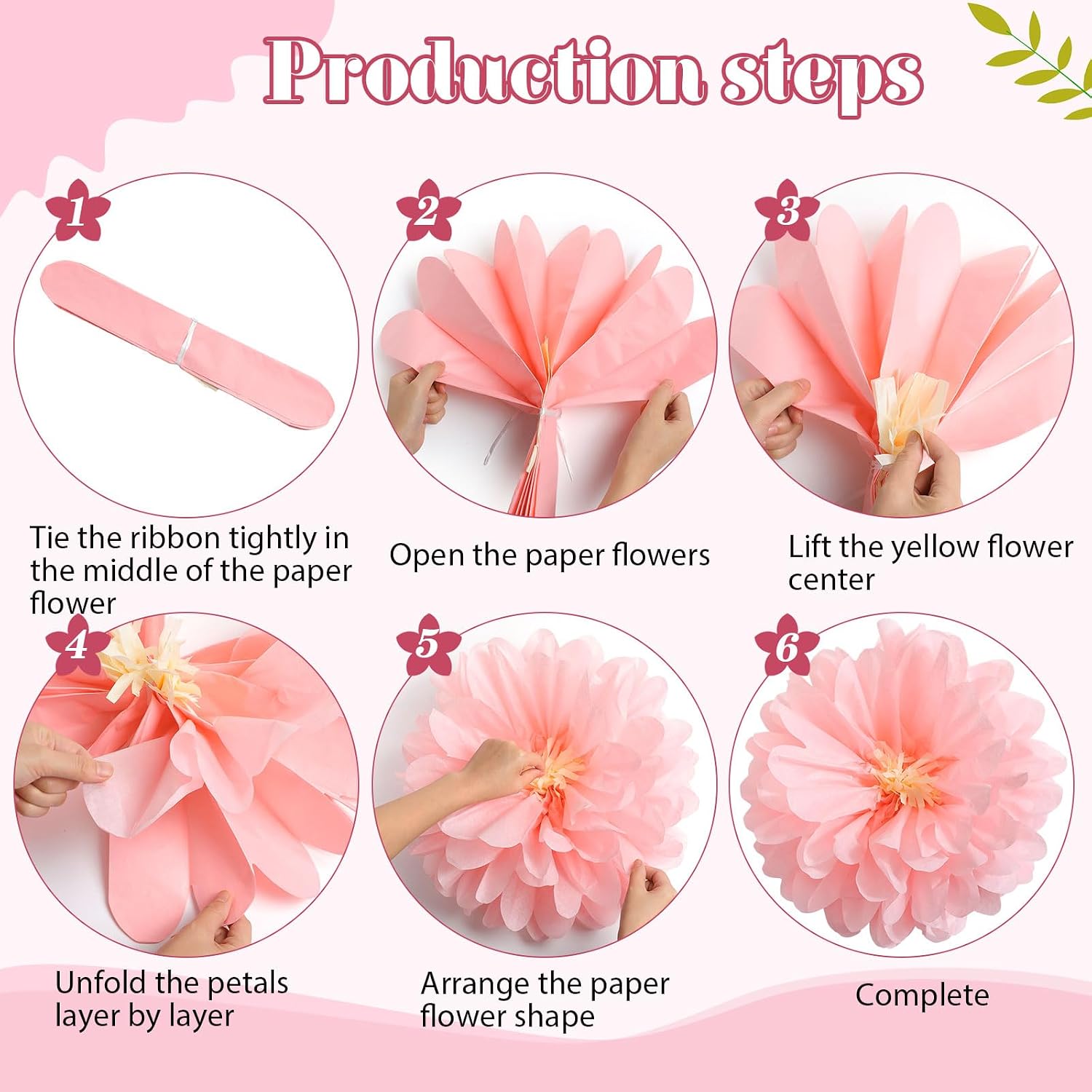 Watersay 24 Pcs 10" 20" Giant Mexican Fiesta Paper Flowers Colorful Tissue Crepe Flowers Pom Poms Craft for Floral Party Backdrop Wedding Birthday Party (Dusty Color)