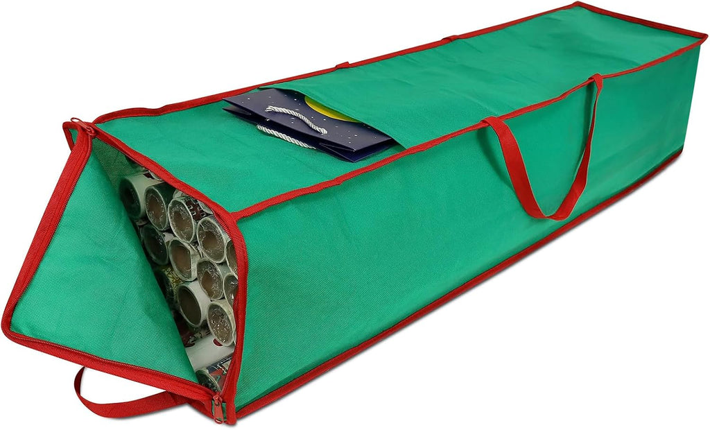 Wrapping Paper Organizer Storage Bag Containers, 41 Inch Gift Wrapping Organizer Storage, Stores up to 25 Rolls 2” Diam, Green