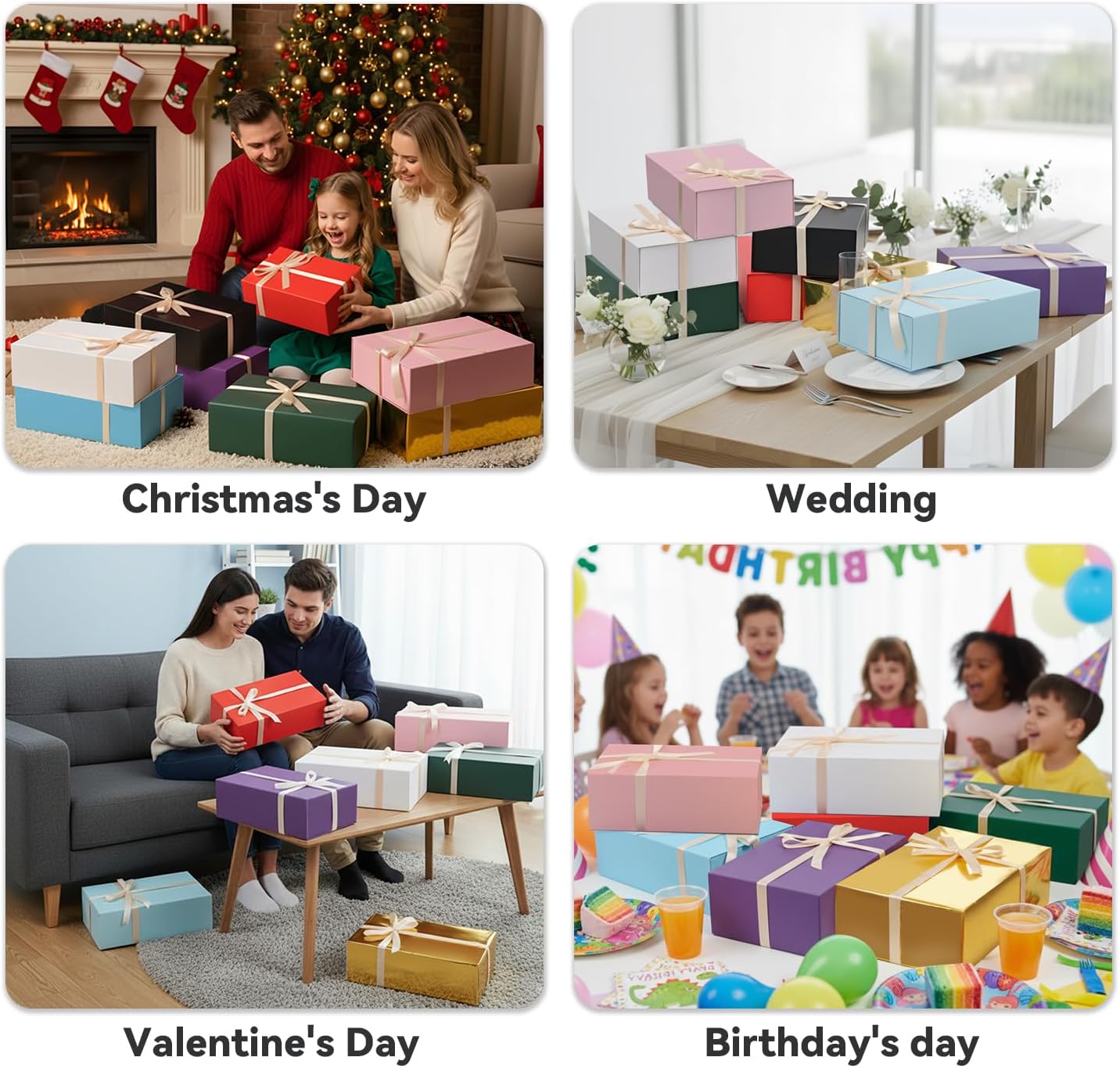 Brothersbox Purple Gift Box 13.8"x9.1"x4.3" Large Gift Boxes for Presents with Magnetic Lid, Ribbon, Collapsible Boxes for Valentine's Day Mother's Day Christmas Birthday Wedding