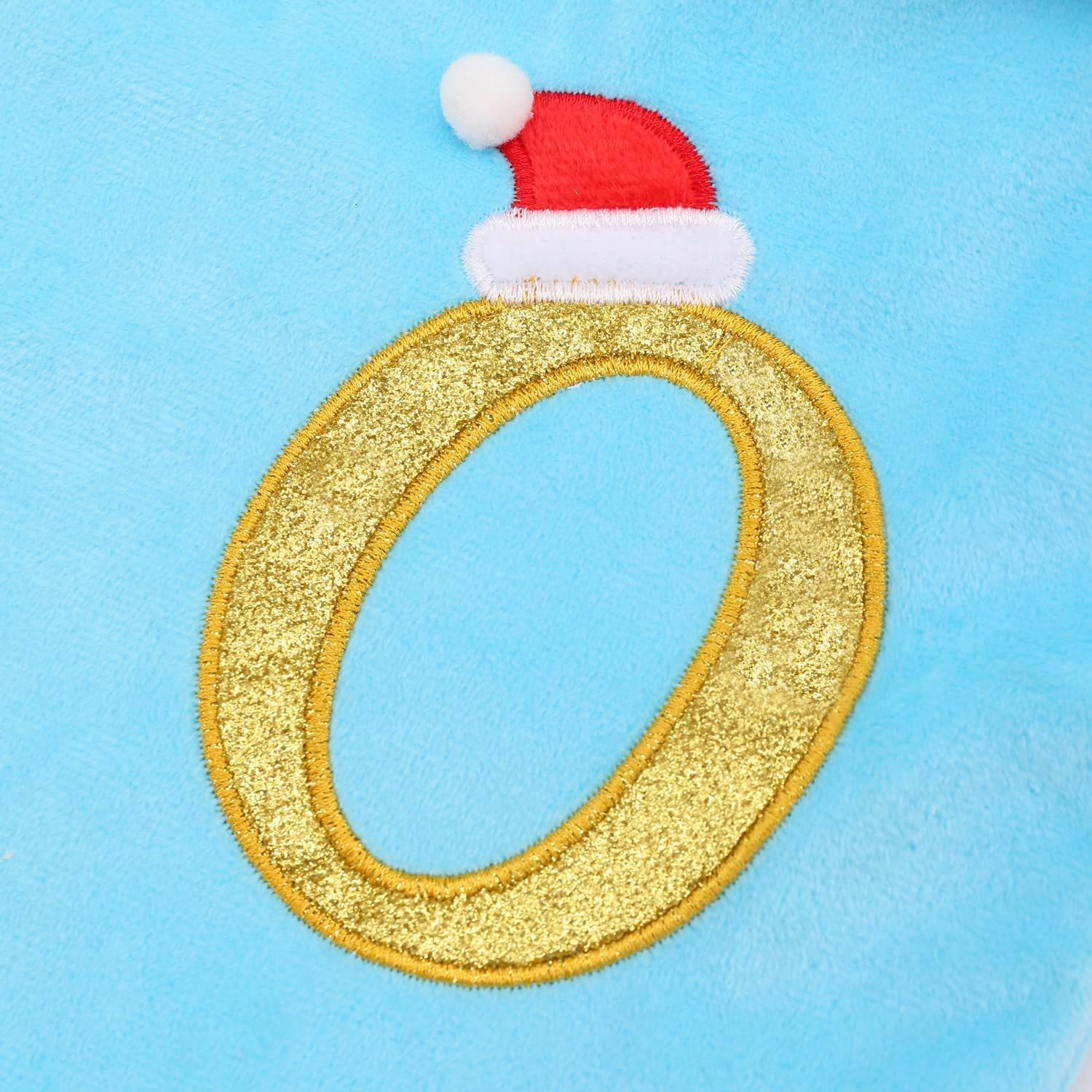 20-Inch Letter Embroidered Christmas Stocking Thick and Luxurious Light Blue Velvet with Super Soft Plush Cuff Personalized Festival Decoration for Xmas and New Year Party(Letter A)