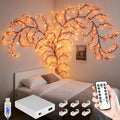 FNHMSL Cherry Enchanted Willow Vine Lights, 4FT 48LED Pink Cherry Blossom Tree Branch Lights for Wall, Remote Timer,8 Light Model,Bedroom Wall Doors Wedding, Christmas, USB Battery Box