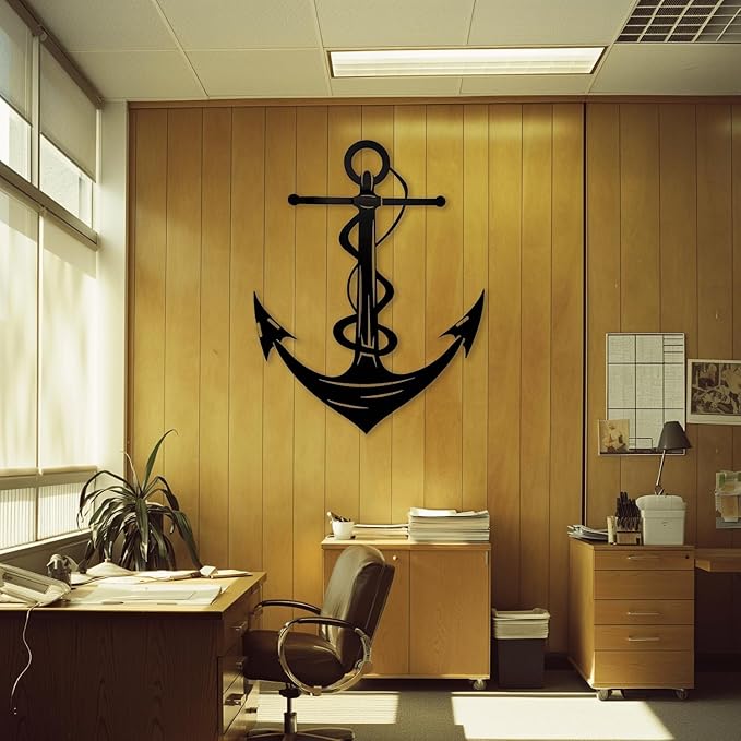 XXQ Anchor Metal Wall Decor, Anchor Metal Wall Art for Bedroom Living Room Dorm Antique Anchor Wall Decor Antique Metal Anchor Farmhouse Decor (Whhite, 39" x 59" / 100 x 150cm)