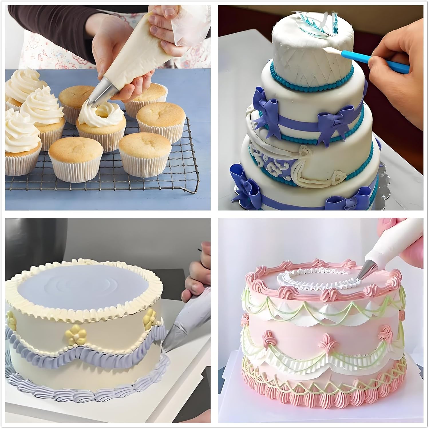 Cake Decorating Kit, 357 Pcs Baking Supplies | Aluminium Cake Turntable, Leveler, 50 Icing Tips, 8 Russian+Ball Tips, 2 Spatulas, 102 Pastry Bags, 109 Cupcake Liners & More