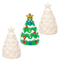 Baker Ross AC3262 Christmas Tree Ceramic Tealight Holders - Pack Of 3, Ideal For Kids' Arts And Crafts, Gifts, Keepsakes, Assorted