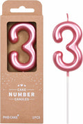 PHD Cake 2.76 inch Classical Pink 3 Number Birthday Candles, Party Celebration