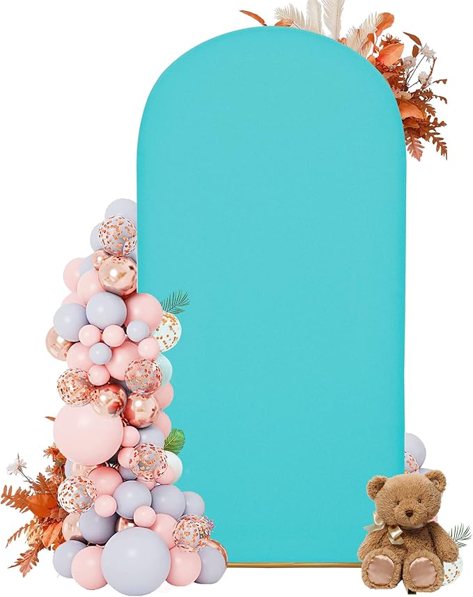 6.6FT Wedding Arch Covers Arch Backdrop Cover Arch Stand Covers Set Arch Cover Spandex Fabric Stretchy Backdrop for Wedding Birthday Party Decoration Baby Shower (Sky Blue)